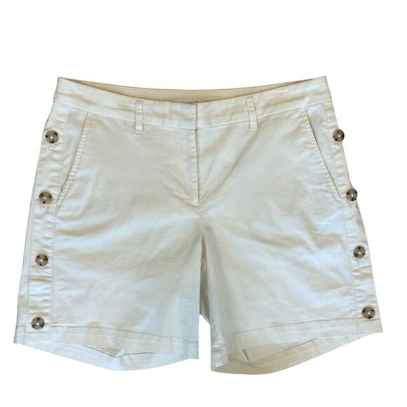 J. Jill Barley Side Button Shorts Size 6 NWT Linen Blend Cream MSRP $59 - Picture 1 of 10